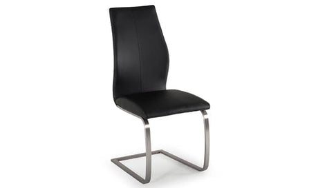 Vida Living Dining Chair Irma Black Dining Chair Brushed Steel