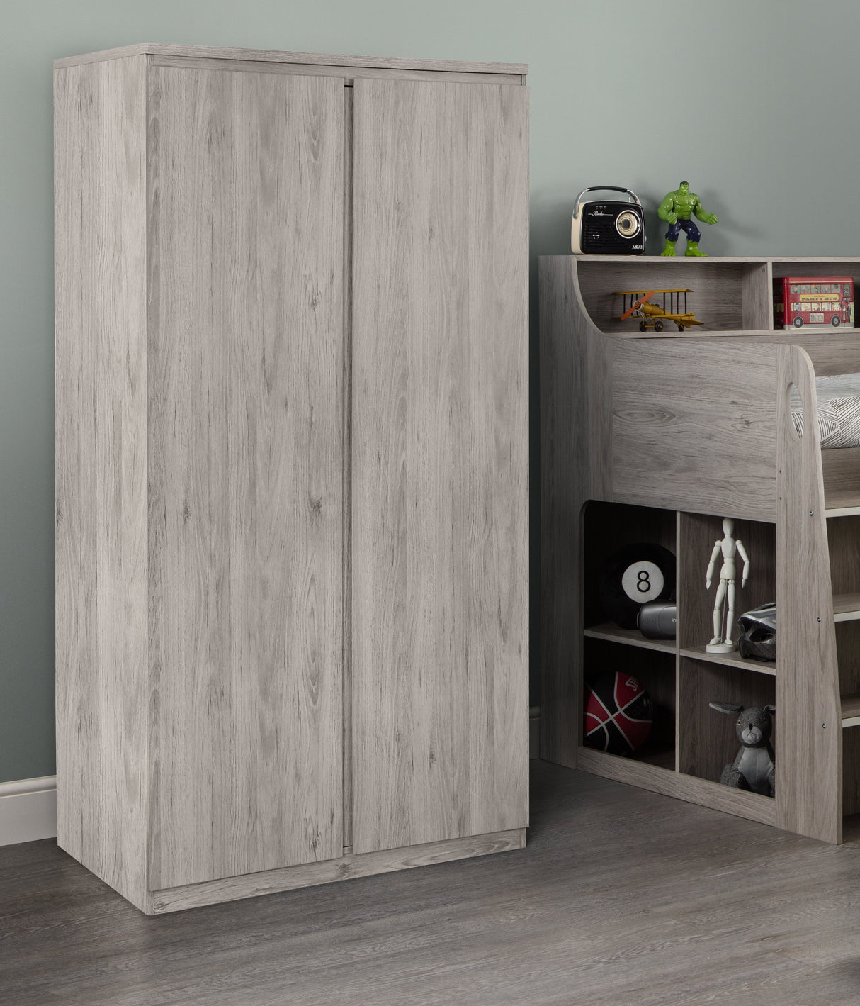 Julian Bowen Wardrobes Jupiter 2 Door Wardrobe - Grey Oak