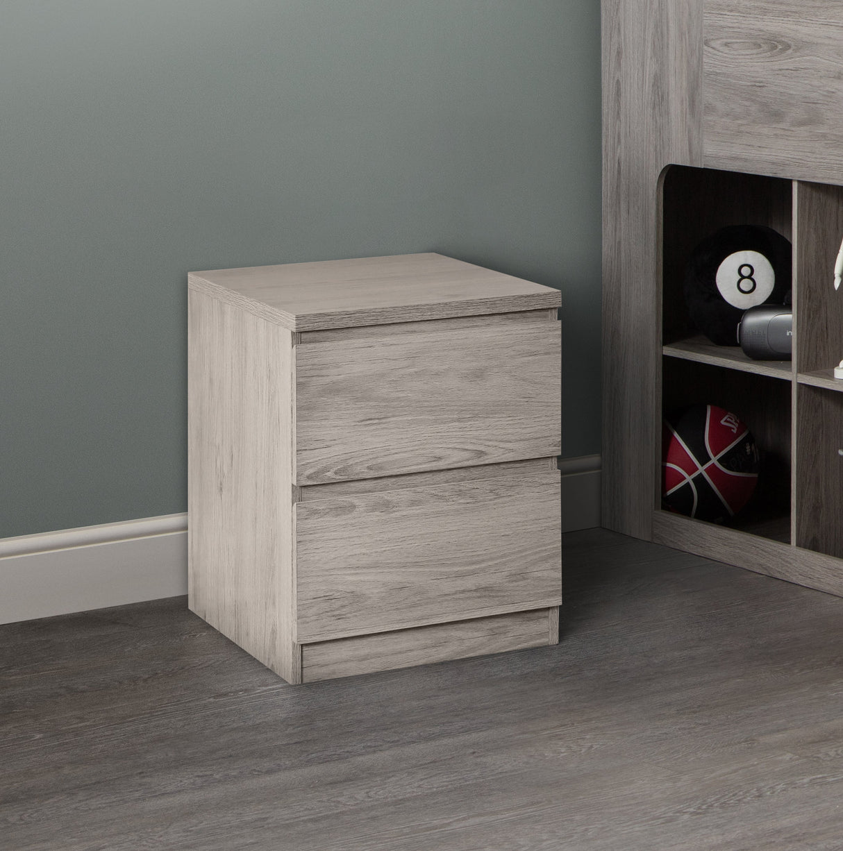 Julian Bowen Bedside Jupiter 2 Drawer Bedside - Grey Oak