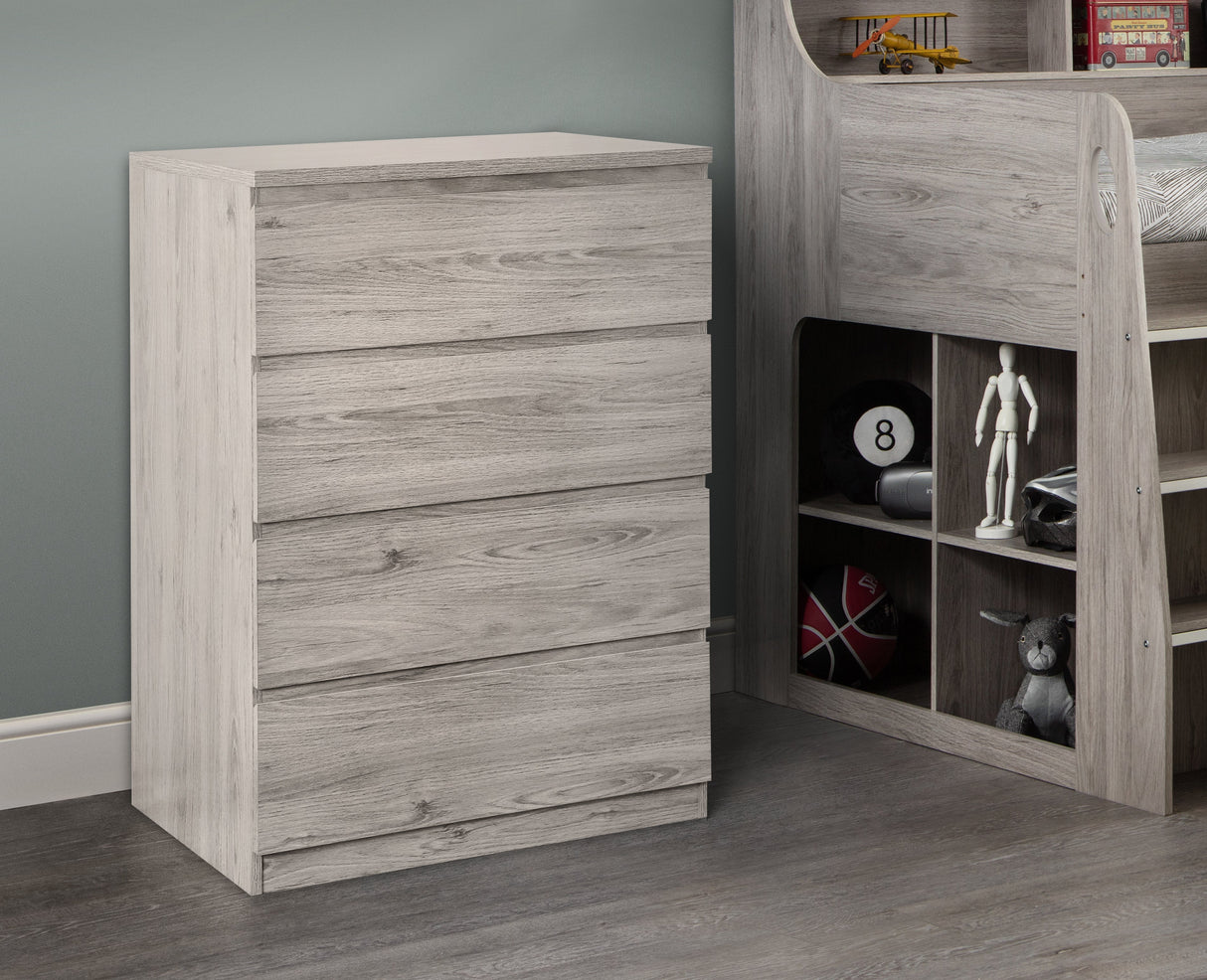 Julian Bowen Chests Jupiter 4 Drawer Chest- Grey Oak