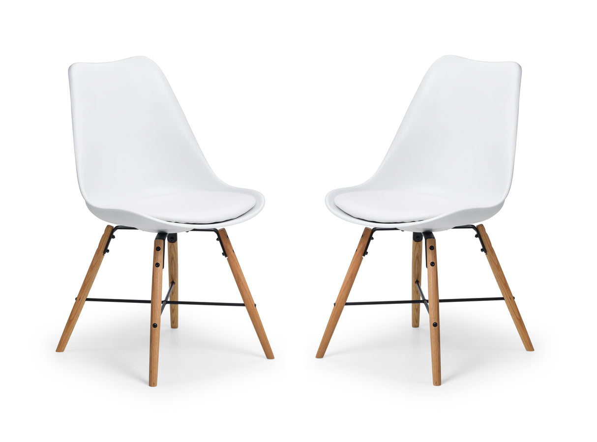 Julian Bowen Dining Chairs Kari Dining Chairs - White Seat & Oak Legs - Sold in pairs