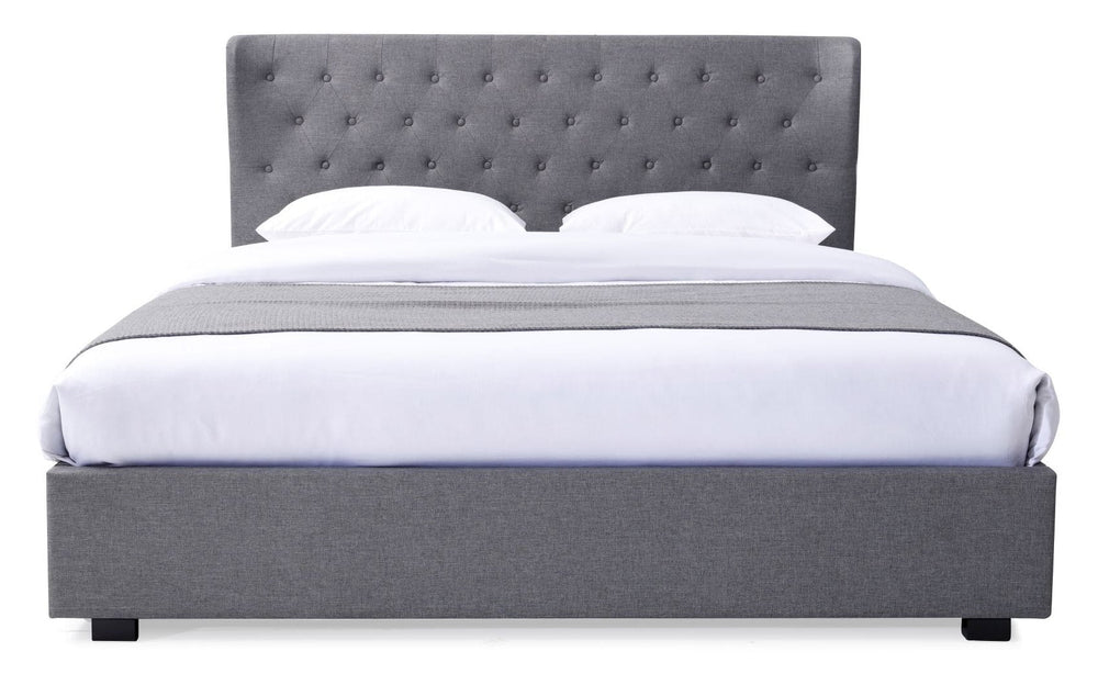 Kyoto Bed Kensington Grey Ottoman Bed & Buttoned Headboard
