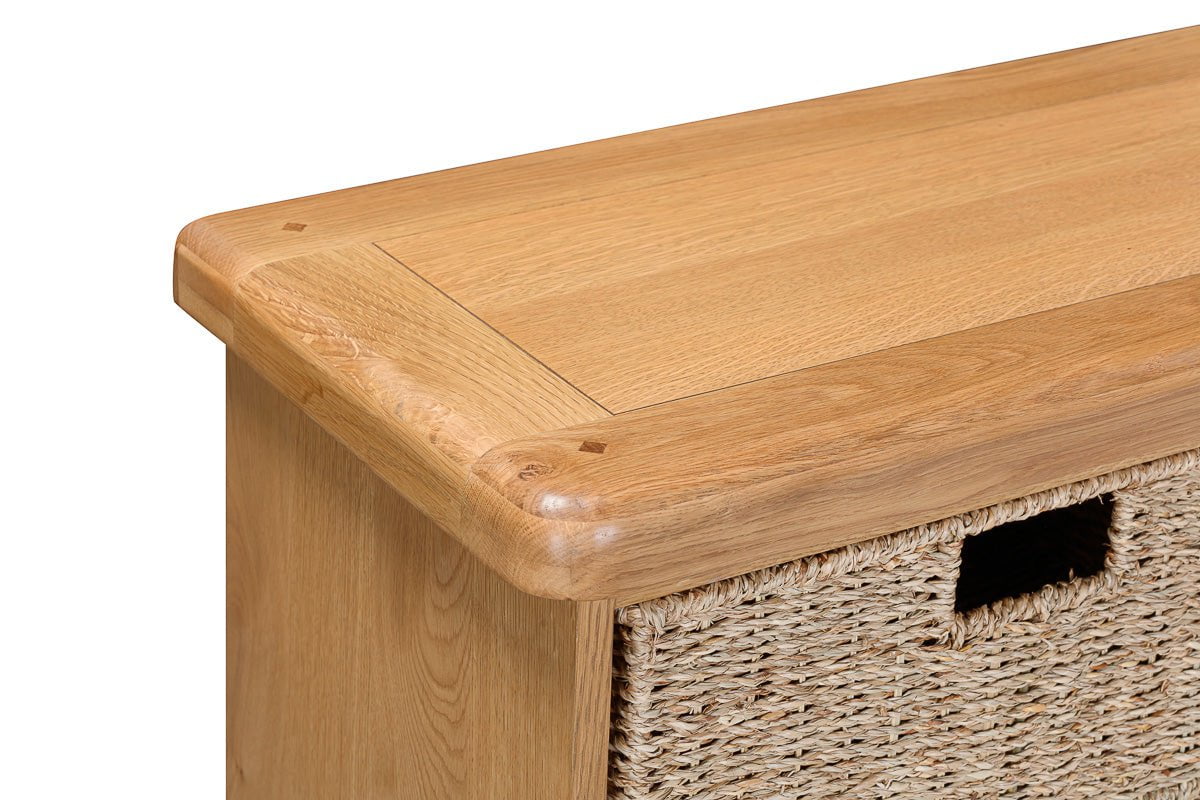 Your Home Style Hall Shelf Kingston Oak Wall Shelf with Hooks & Baskets