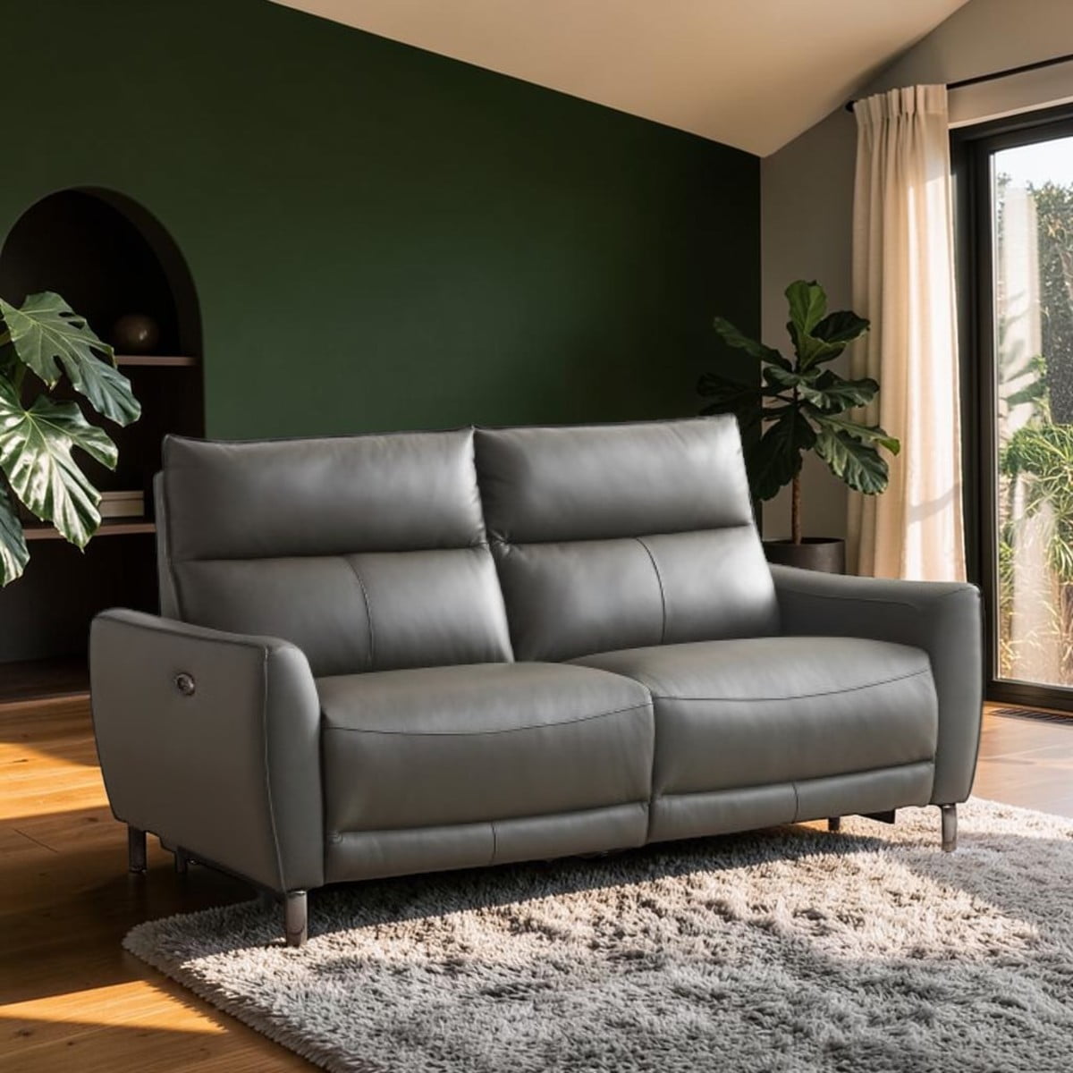 Your Home Furniture of Newark Kyoto Brooke 3 Seater Electric Recliner Sofa in Grey Leather