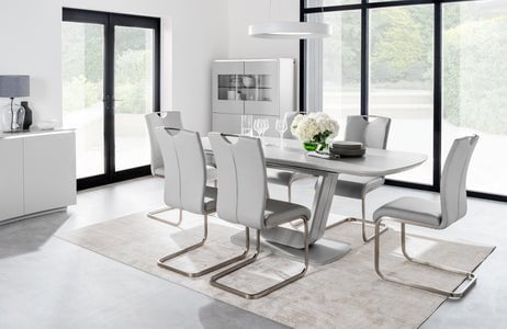 Vida Living Dining Table Extending Lazzaro Light Grey Extending Dining Table 160 to 200cm