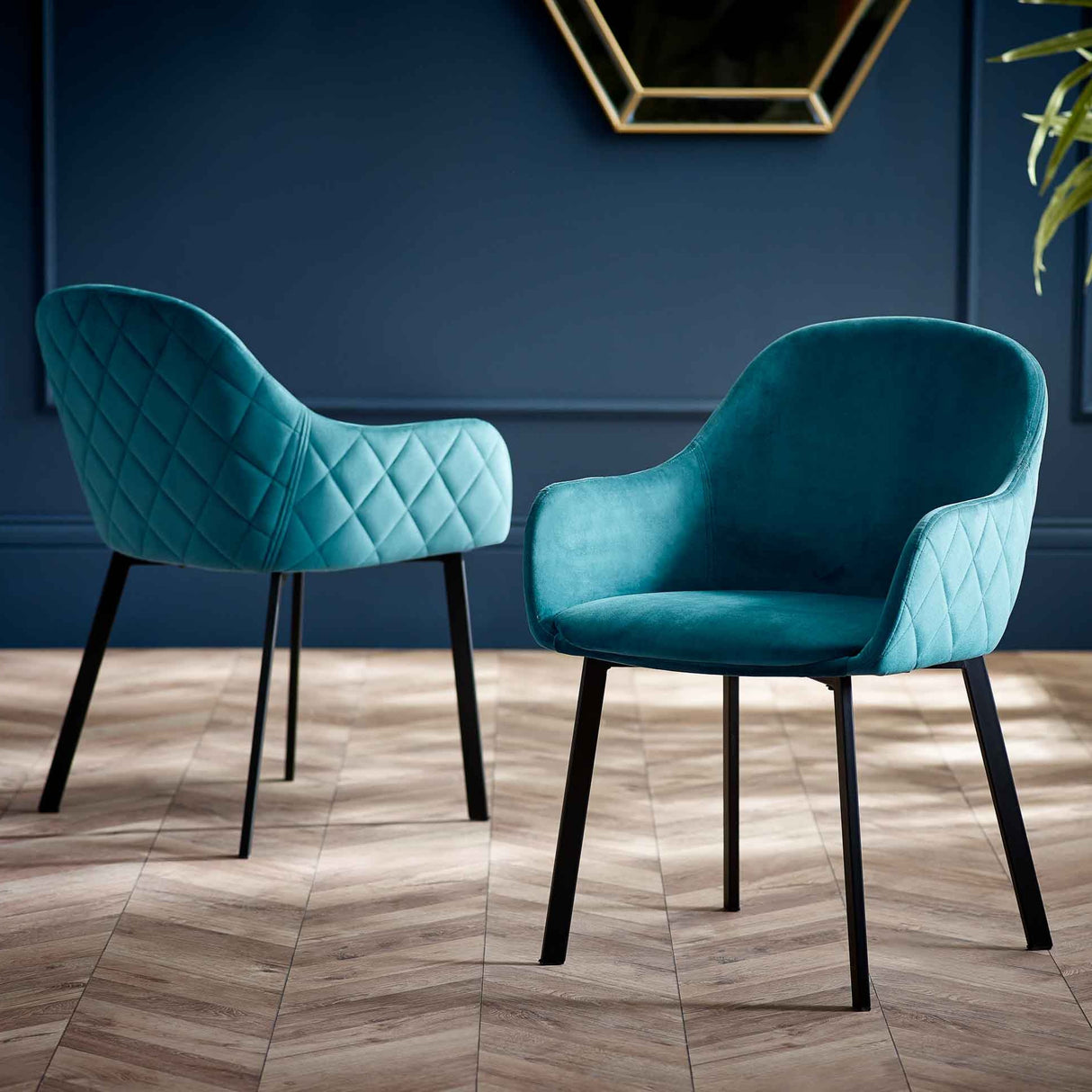 Julian Bowen Dining Chairs Lima Dining Chairs - Teal Velvet - Sold in pairs