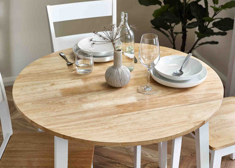 Julian Bowen Dining Tables Linwood Round Drop Leaf Table - Natural Top