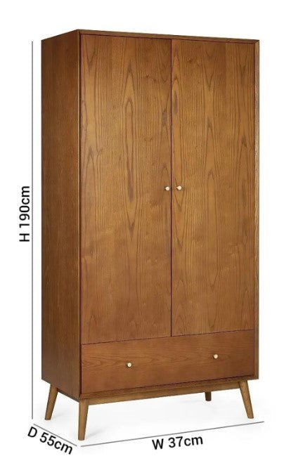 Julian Bowen Wardrobes Lowry 2 Door 1 Drawer Wardrobe