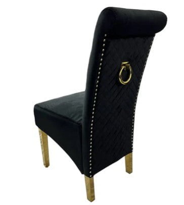 AWST Dining Chairs Lucie Black Knocker Back Fabric Dining Chair