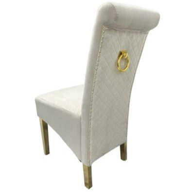 AWST Dining Chairs Lucie Cream Knocker Back Fabric Dining Chair