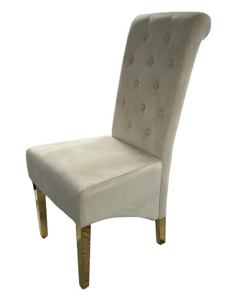 AWST Dining Chairs Lucie Cream Knocker Back Fabric Dining Chair