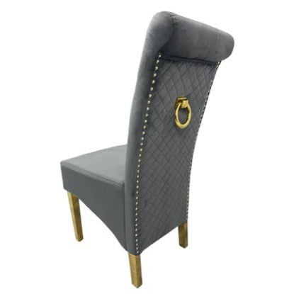 AWST Dining Chairs Lucie Grey Knocker Back Fabric Dining Chair