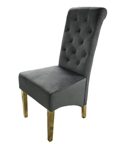 AWST Dining Chairs Lucie Grey Knocker Back Fabric Dining Chair