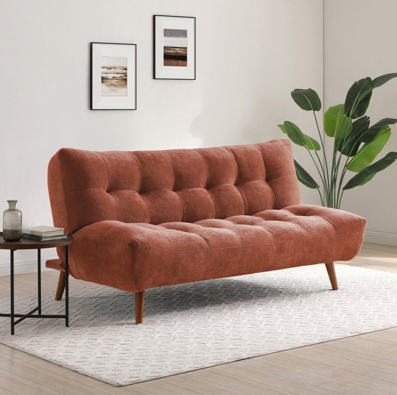Kyoto Sofa Venus Terracotta Chenille Lux Click Clack Sofa Bed