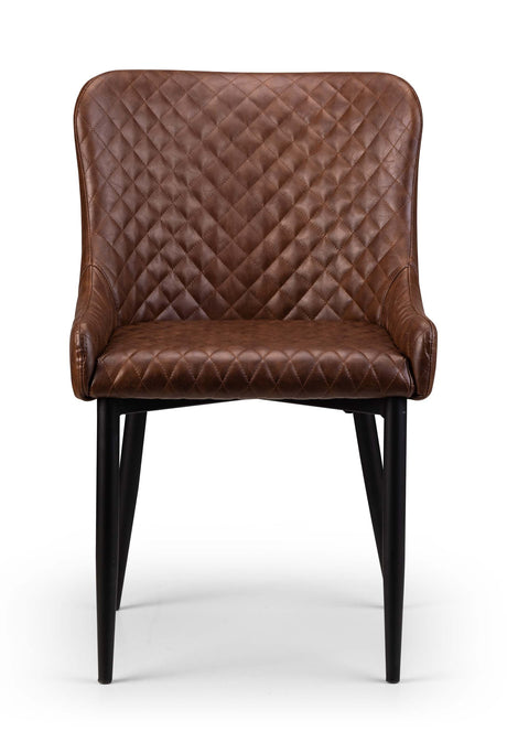 Julian Bowen Dining Chairs Luxe Faux Leather Dining Chairs Brown - Sold in pairs