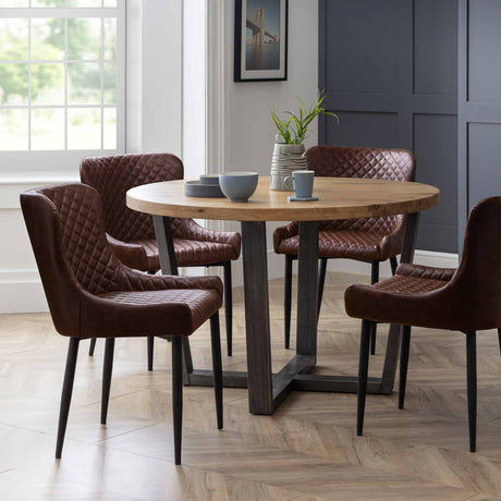 Julian Bowen Dining Chairs Luxe Faux Leather Dining Chairs Brown - Sold in pairs