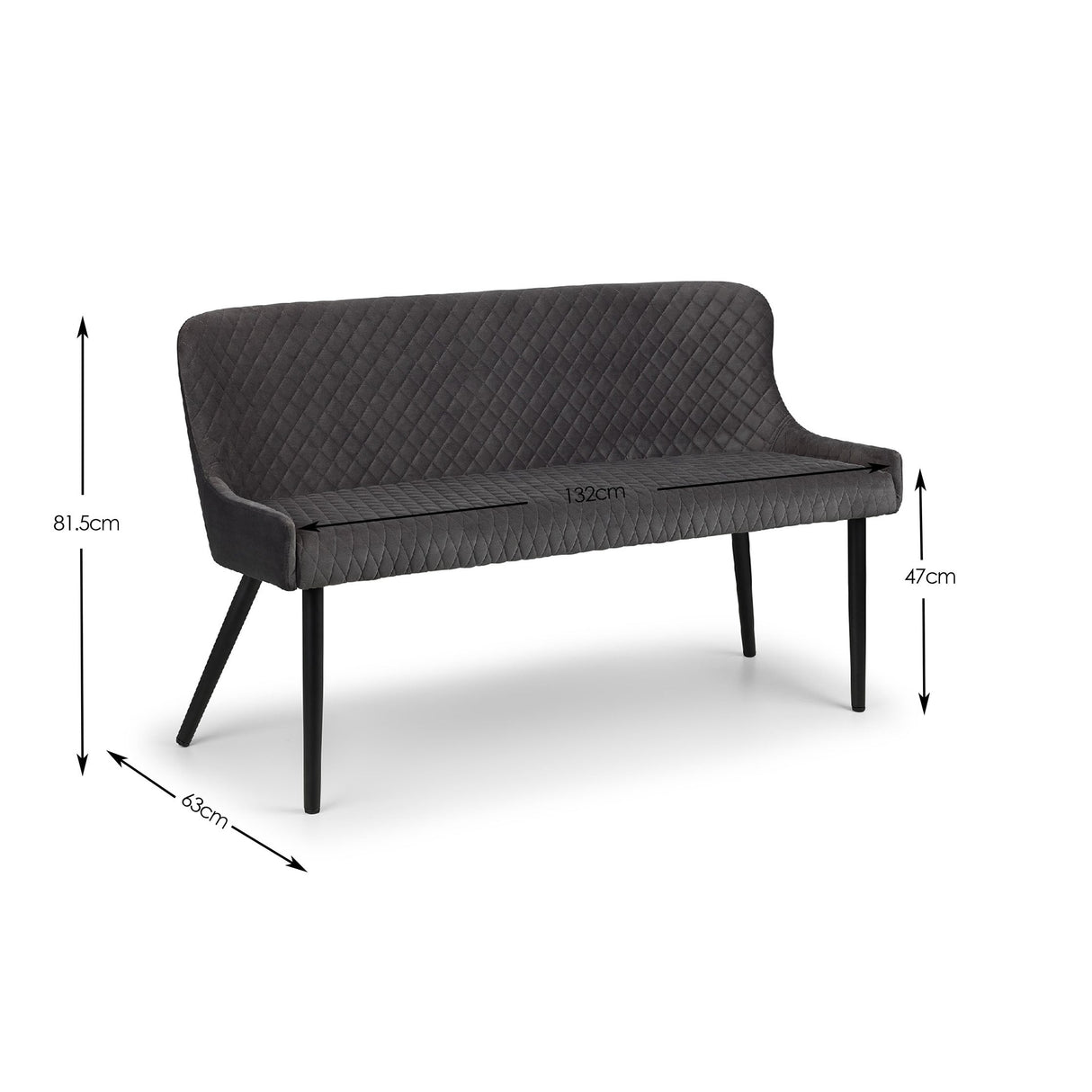 Julian Bowen Benches Luxe High Back Bench - Grey