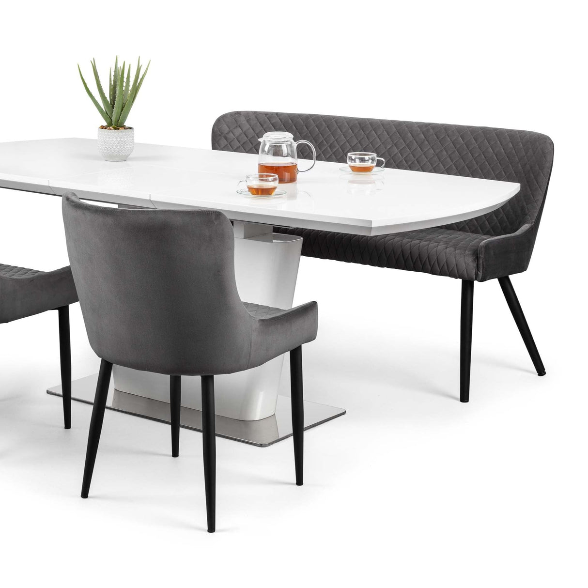 Julian Bowen Benches Luxe High Back Bench - Grey