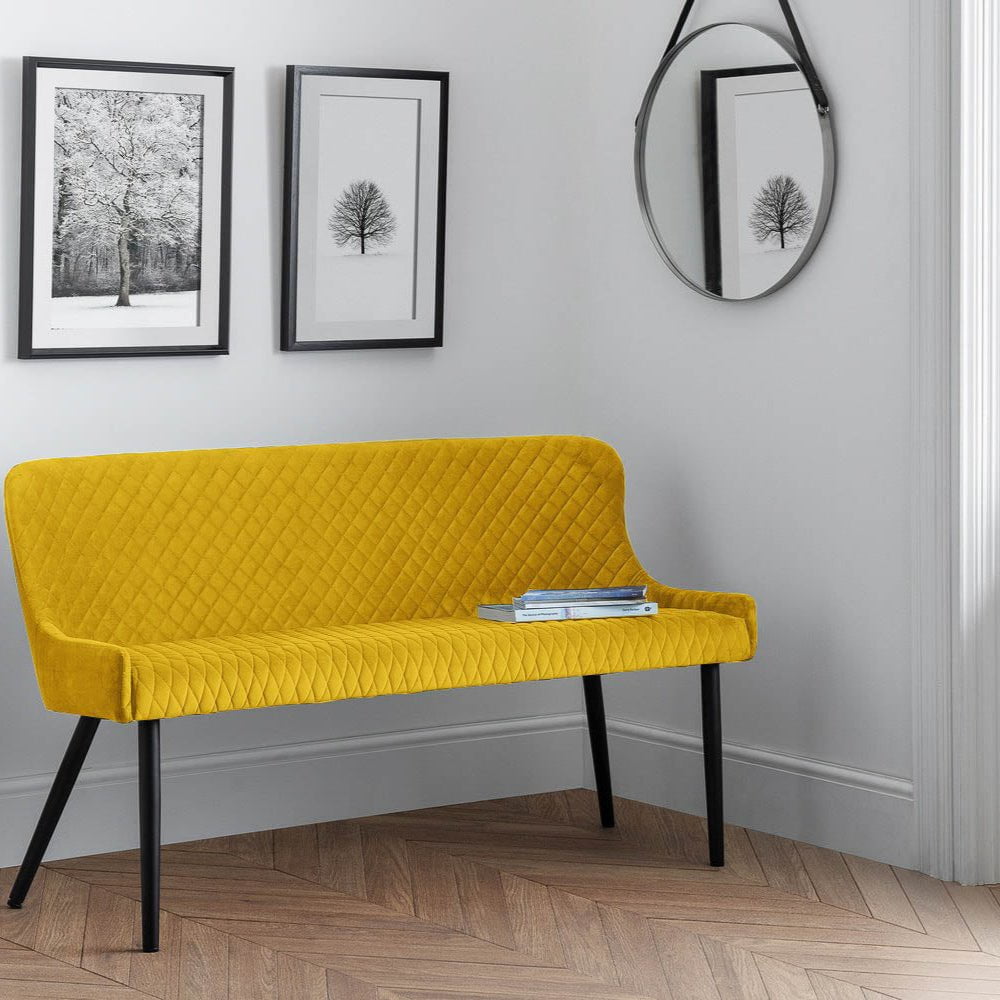 Julian Bowen Benches Luxe High Back Bench - Mustard