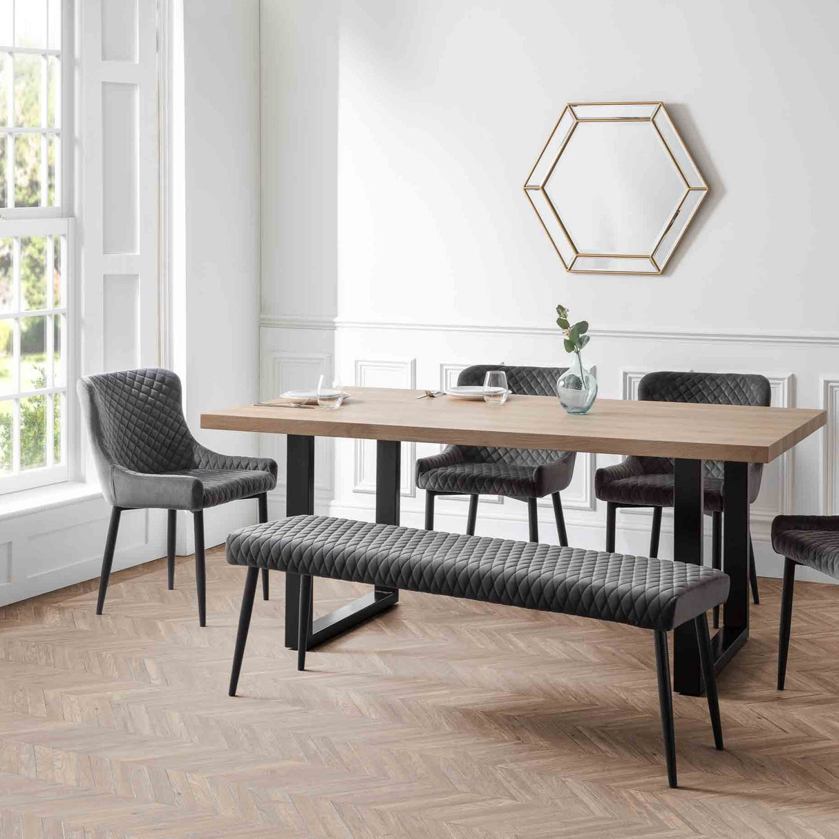 Julian Bowen Benches Luxe Low Bench - Grey