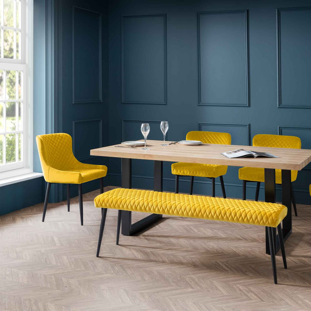 Julian Bowen Benches Luxe Low Bench - Mustard