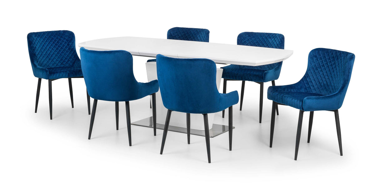 Julian Bowen Dining Chairs Luxe Velvet Dining Chairs - Blue - Sold in pairs