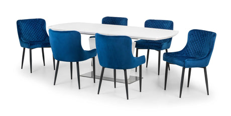 Julian Bowen Dining Chairs Luxe Velvet Dining Chairs - Blue - Sold in pairs