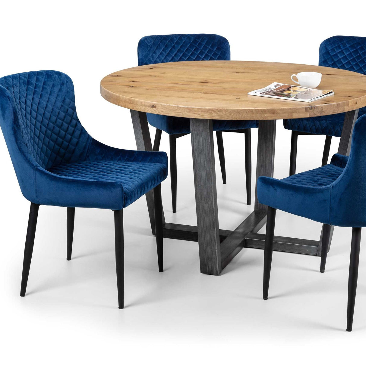 Julian Bowen Dining Chairs Luxe Velvet Dining Chairs - Blue - Sold in pairs