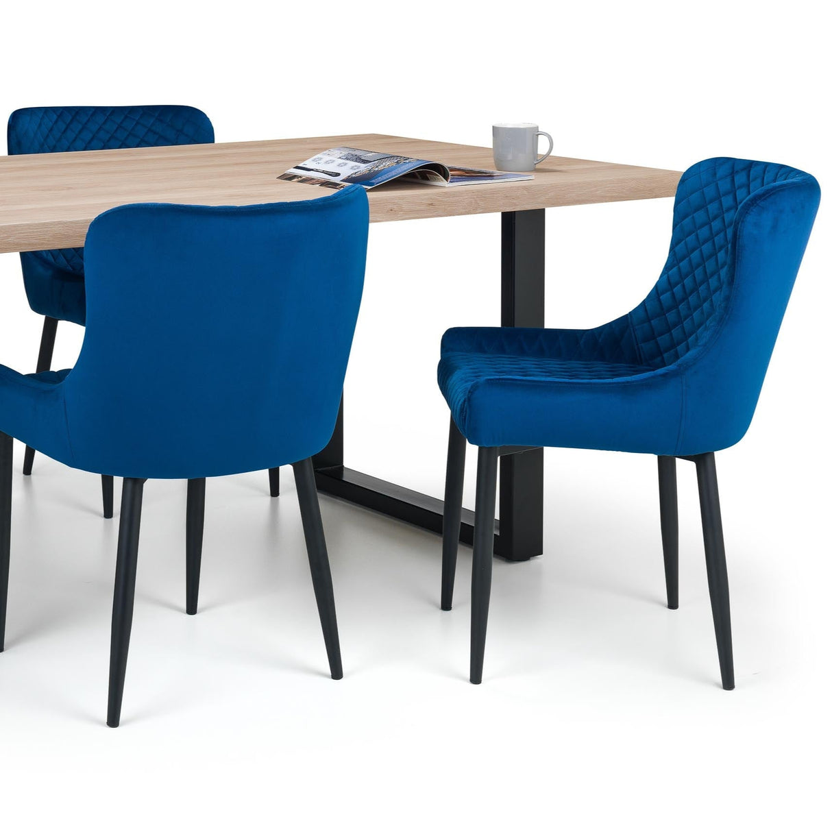 Julian Bowen Dining Chairs Luxe Velvet Dining Chairs - Blue - Sold in pairs