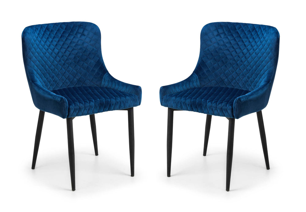Julian Bowen Dining Chairs Luxe Velvet Dining Chairs - Blue - Sold in pairs