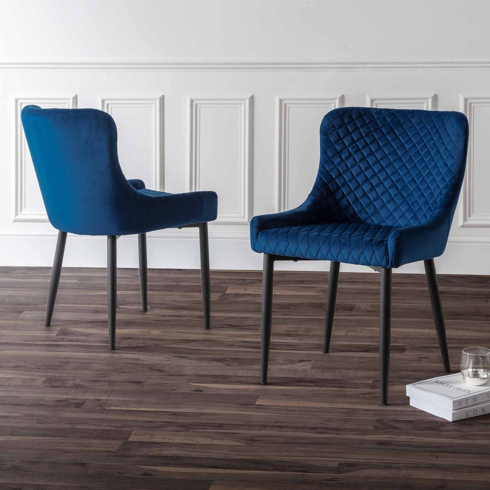 Julian Bowen Dining Chairs Luxe Velvet Dining Chairs - Blue - Sold in pairs