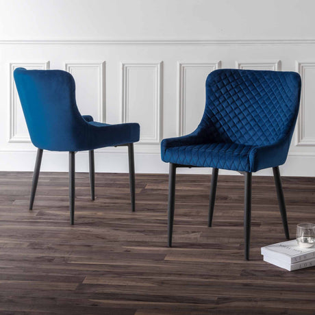 Julian Bowen Dining Chairs Luxe Velvet Dining Chairs - Blue - Sold in pairs