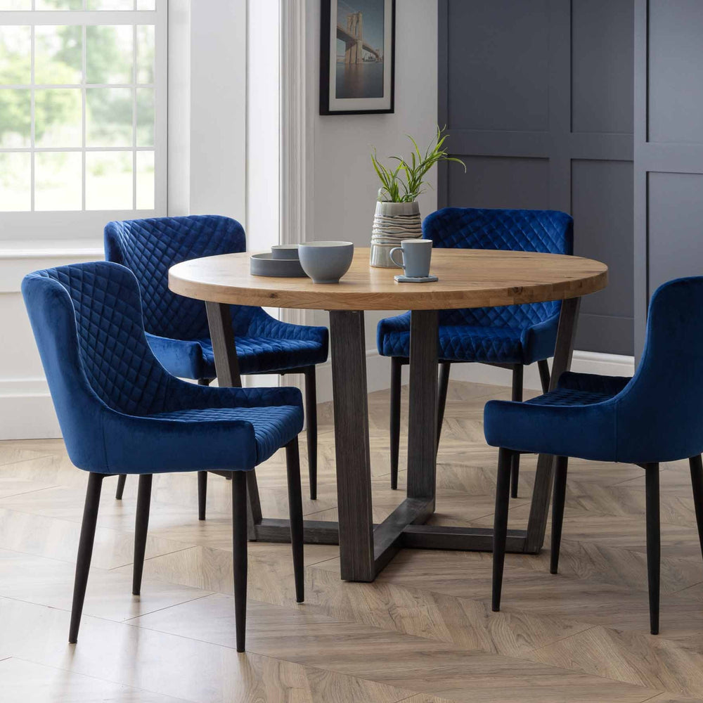 Julian Bowen Dining Chairs Luxe Velvet Dining Chairs - Blue - Sold in pairs