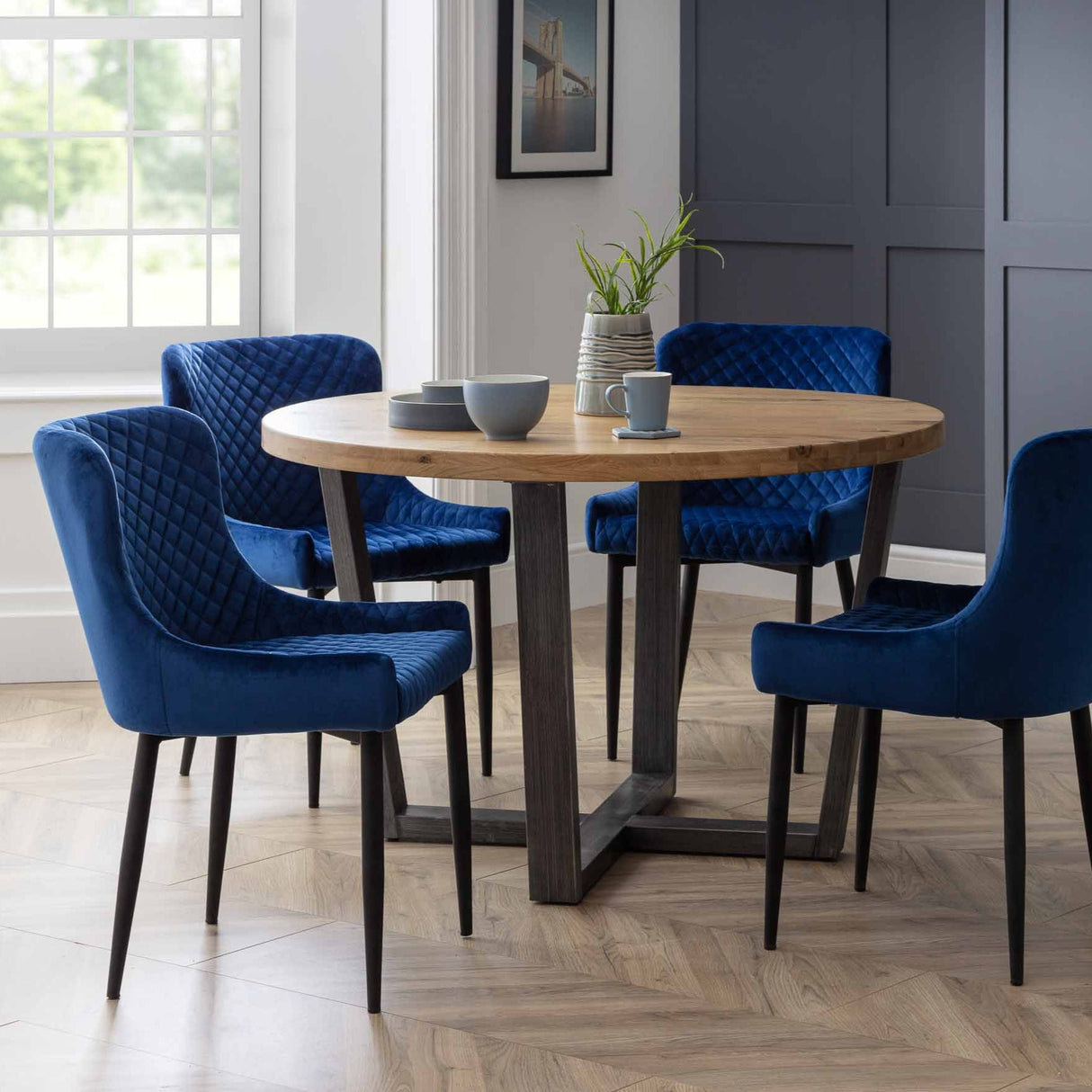 Julian Bowen Dining Chairs Luxe Velvet Dining Chairs - Blue - Sold in pairs