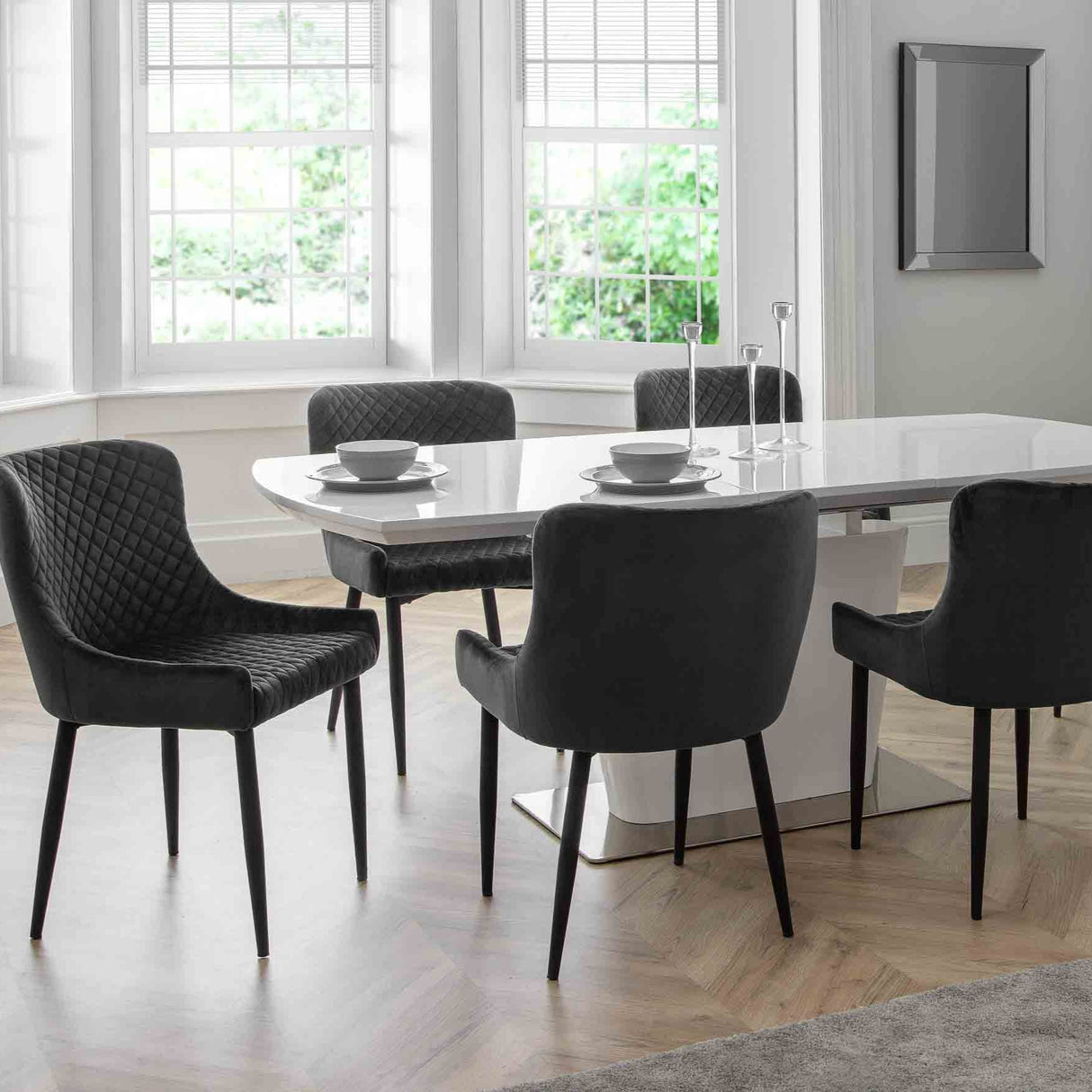 Julian Bowen Dining Chairs Luxe Velvet Dining Chairs - Grey - Sold in pairs