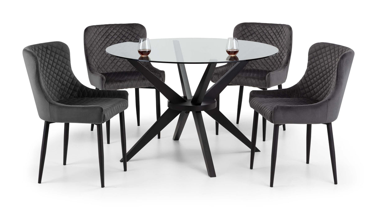 Julian Bowen Dining Chairs Luxe Velvet Dining Chairs - Grey - Sold in pairs
