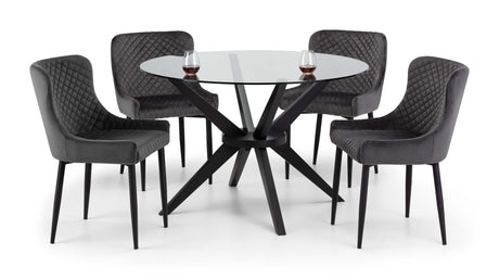 Julian Bowen Dining Chairs Luxe Velvet Dining Chairs - Grey - Sold in pairs
