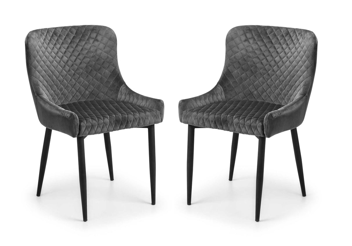 Julian Bowen Dining Chairs Luxe Velvet Dining Chairs - Grey - Sold in pairs