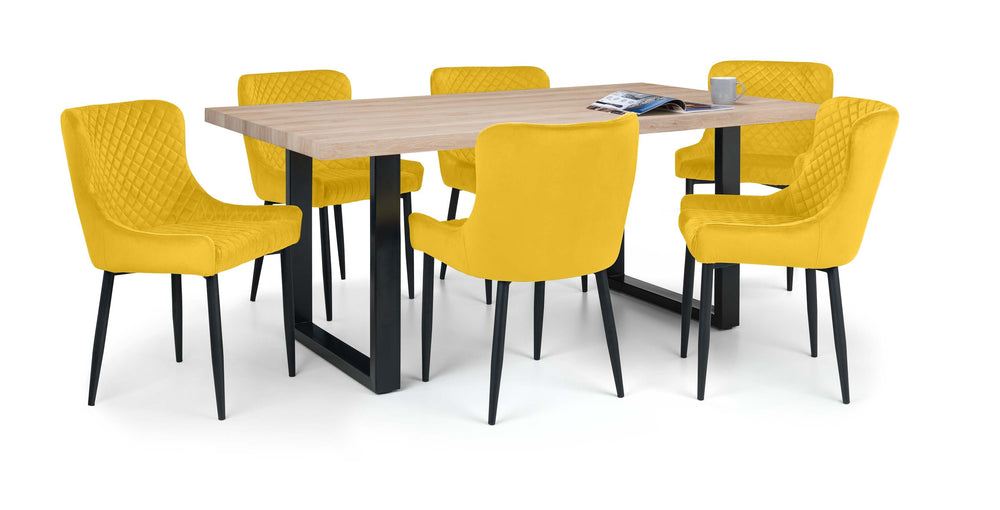 Julian Bowen Dining Chairs Luxe Velvet Dining Chairs - Mustard - Sold in pairs