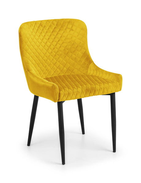 Julian Bowen Dining Chairs Luxe Velvet Dining Chairs - Mustard - Sold in pairs