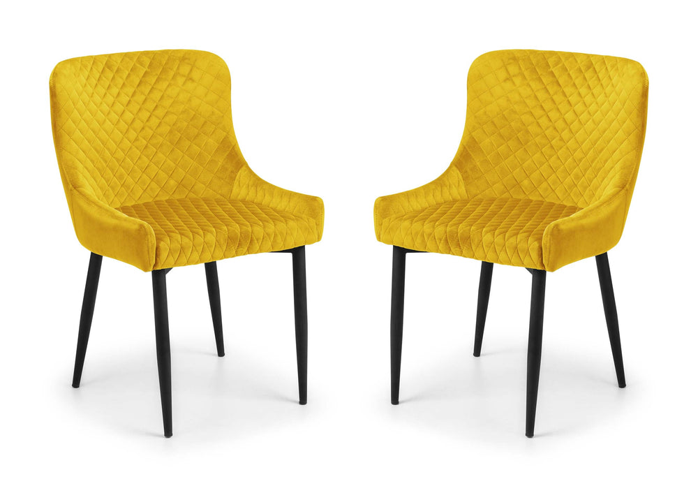 Julian Bowen Dining Chairs Luxe Velvet Dining Chairs - Mustard - Sold in pairs