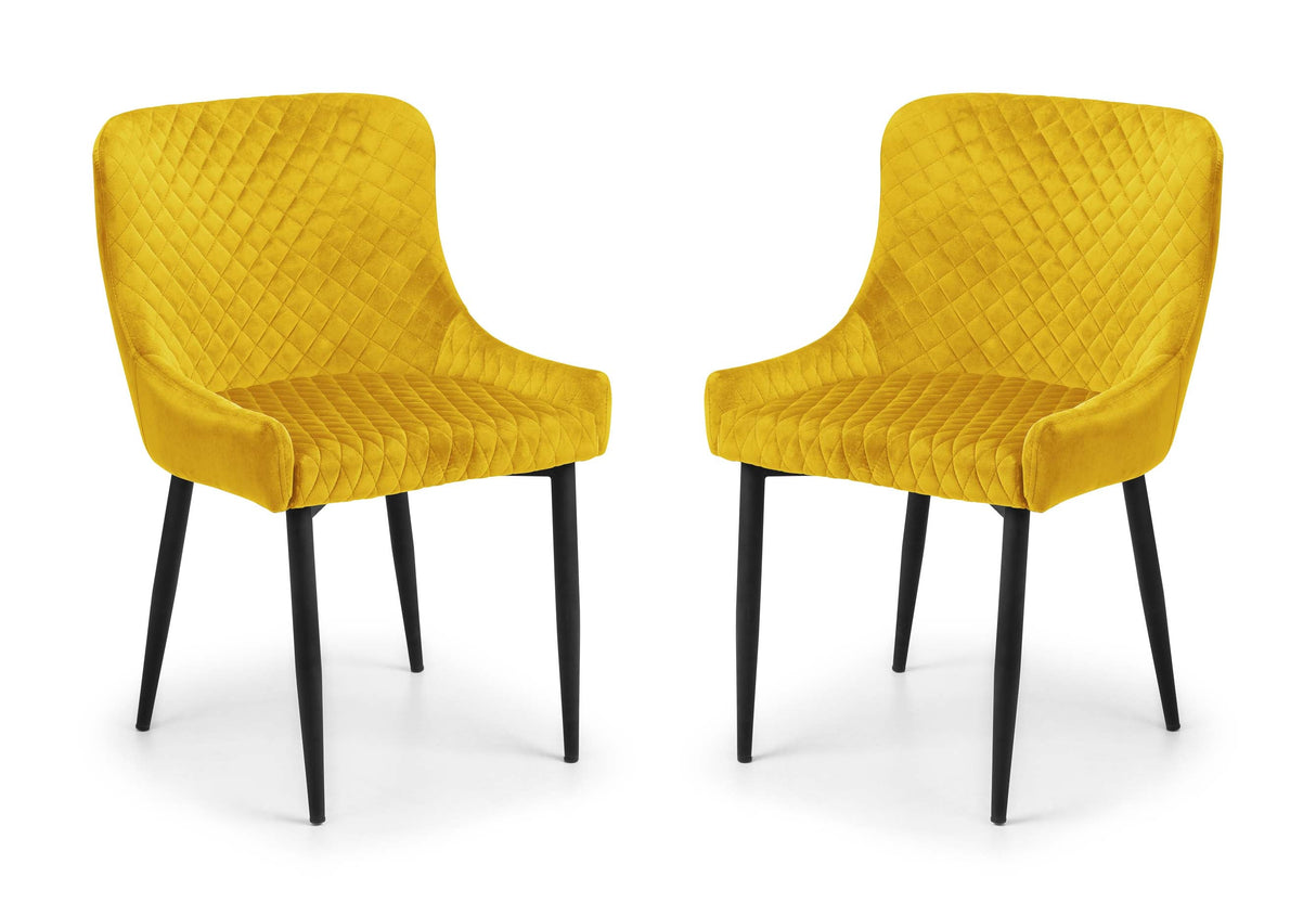 Julian Bowen Dining Chairs Luxe Velvet Dining Chairs - Mustard - Sold in pairs