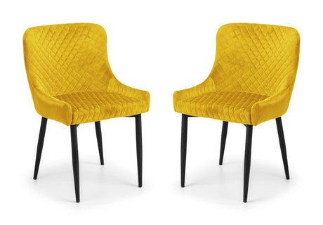 Julian Bowen Dining Chairs Luxe Velvet Dining Chairs - Mustard - Sold in pairs