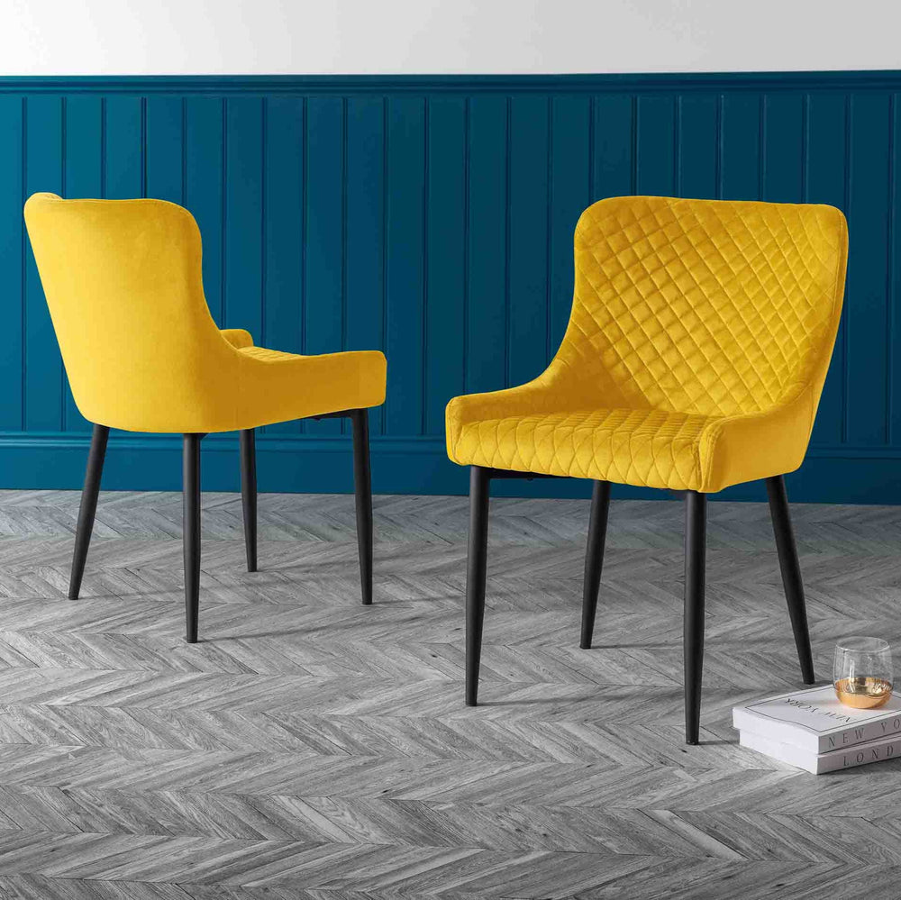 Julian Bowen Dining Chairs Luxe Velvet Dining Chairs - Mustard - Sold in pairs