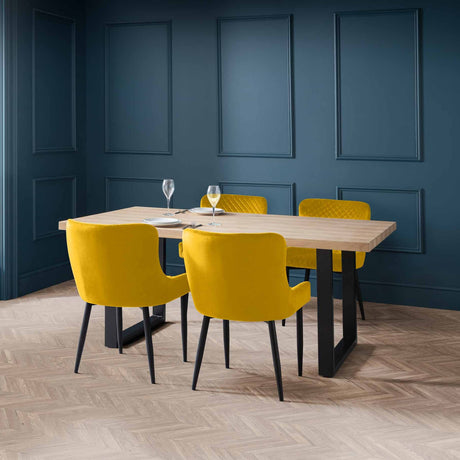 Julian Bowen Dining Chairs Luxe Velvet Dining Chairs - Mustard - Sold in pairs