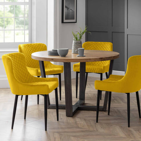 Julian Bowen Dining Chairs Luxe Velvet Dining Chairs - Mustard - Sold in pairs