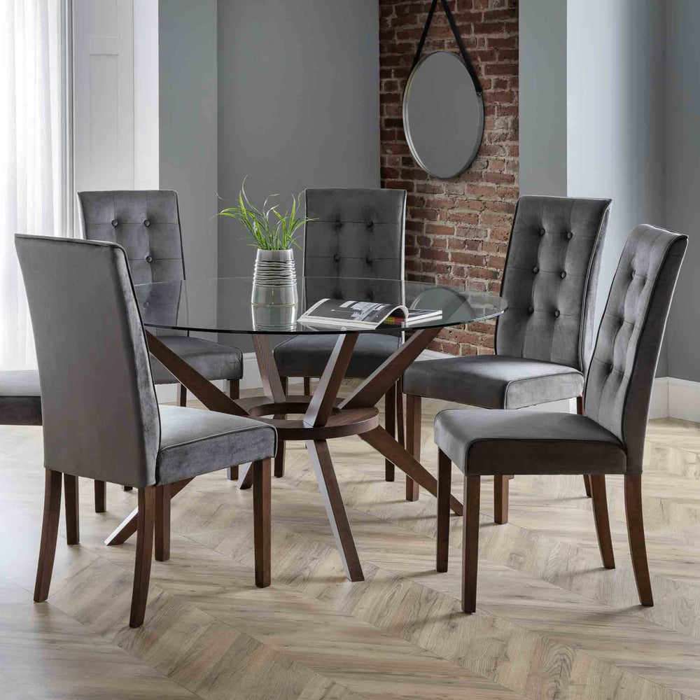 Julian Bowen Dining Chairs Madrid Velvet Dining Chairs - Sold in pairs