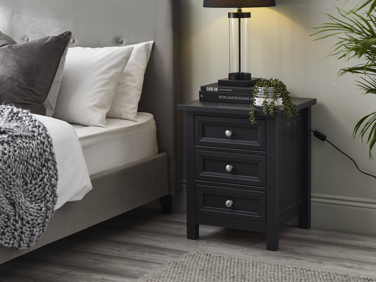Julian Bowen Bedside Maine 3 Drawer Bedside - Anthracite