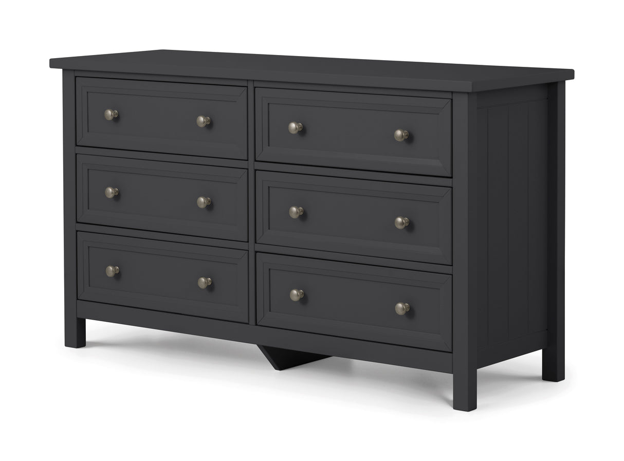 Julian Bowen Chests Maine 6 Drawer Wide Chest - Anthracite