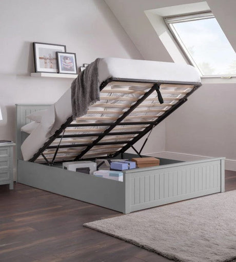 Julian Bowen Bed Maine Ottoman Storage 135cm Double Bed - Dove Grey